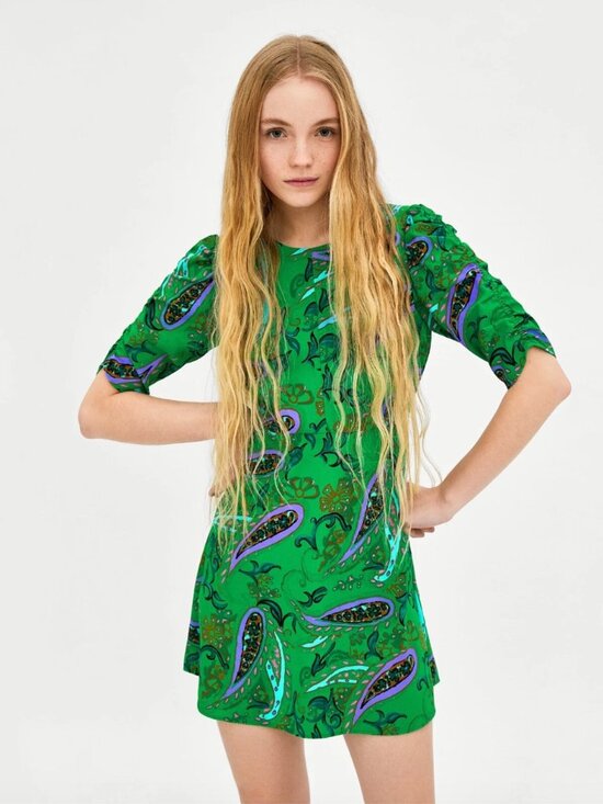 Zara Dresses & Skirts - {Zara} Green Paisley Print Dress ~ Size Medium